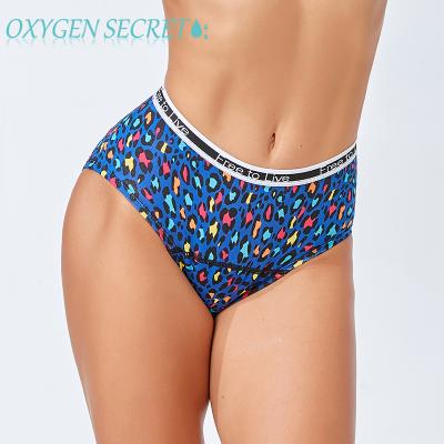 China Fashional High Quality Antibacterial Leak Proof Blue Leopard Printing Comfortable Reusable Organic Cotton Period Panties Menstrual Underwear for sale