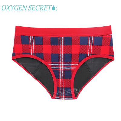 China Tartan Antibacterial Wholesale Pattern Fashionable Four Layers Leak Proof Panties Menstrual Organic Cotton Comfortable Period Panties For Girl for sale