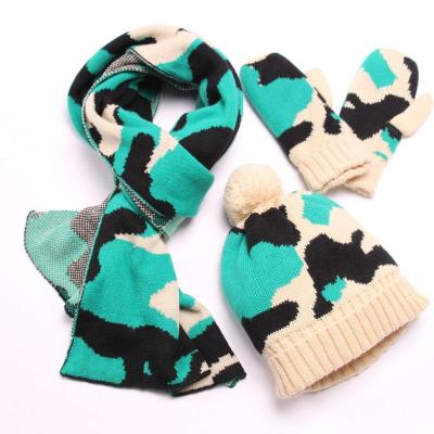 China Custom Design New Long Winter Thickening Warm Women Knit Logo Hat Gloves Scarf Set Beanie Winter Warm Hat for sale