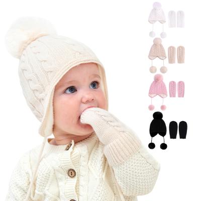 China Fashion\Newborn Warm Wool Beanie Gloves Hat Set Baby New Winter Toddler Cute Baby Comfortable\Durable Girls Knit Hat And Glove Set for sale