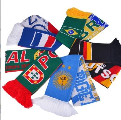 China Custom Hot Selling Pattern Jacquard Sports Scarf Custom 100% Acrylic Polyester Soccer Club Football Fan Comfortable Double Sided Knit Scarf for sale