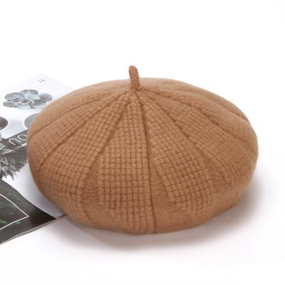 China Japanese literary mushroom flat hat COMMON women's autumn and winter retro beret solid color wool outdoor wild pumpkin hat for sale