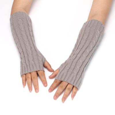 China New Soft Long Arm Sleeve Ladies Winter Warm Stretch Knit Armguard Half Finger Knit Gloves Fingerless Prom Gloves for sale