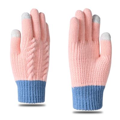 China Fleece plus winter gloves men's soft acrylic couples ladies thickened acrylic knitted gloves non-slip touch screen woolen gloves for sale