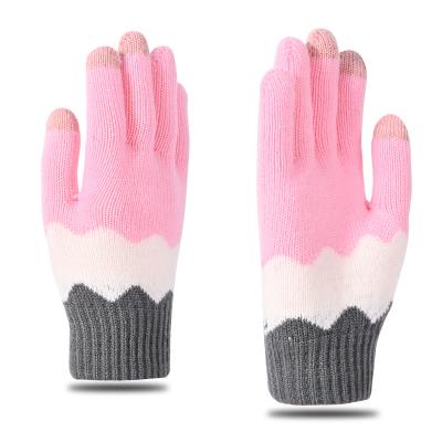 China Soft Gloves Women's Winter Double-Layer Thickening And Male Students Gloves Woolen Velvet Warm And Cold-proof Knitted Outdoor Riding Fi for sale