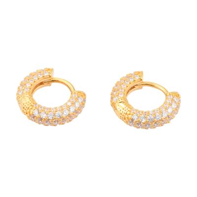 China Fashionable Keiyue High Quality New 925 Silver Brass Pave Gold Chunky Circle Zircon Hoop Earring CZ Circle Earring For Women for sale