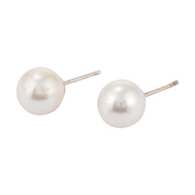 China High Quality Keiyue OEM Design Women White Pearl Stud Earrings For Birthday Gift for sale