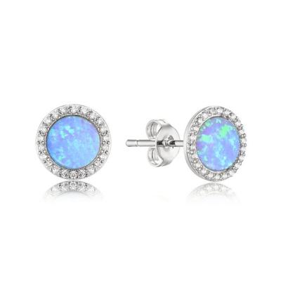 China Classic Blue Opal Stone Ear Cartilage Piercing Earring Studs Jewelry for sale