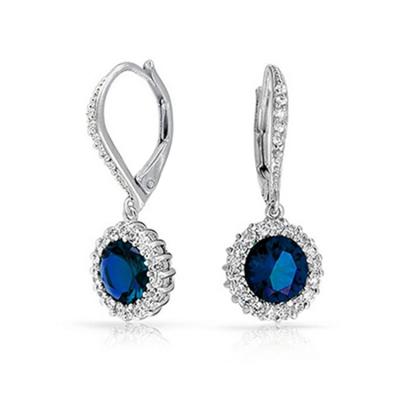 China 2016 hot CLASSIC continuin sapphire and pave circles place wire fashion and Leverback earring for sale