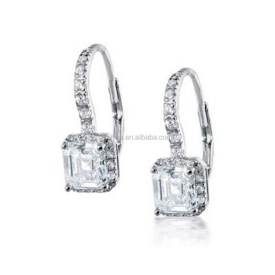 China Popular CZ square fashionable vintageself cubic zirconia cut circle piercing earrings for sale