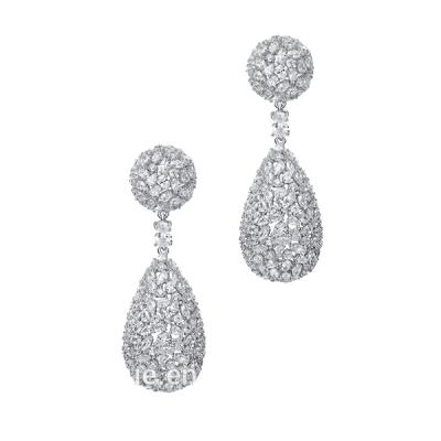 China Wholesale 925 Keiyue Birthday Gift FASHIONABLE Sterling Silver Zircon Cz Sparkle Ball Glitter Teardrop Drop Earrings For Women for sale