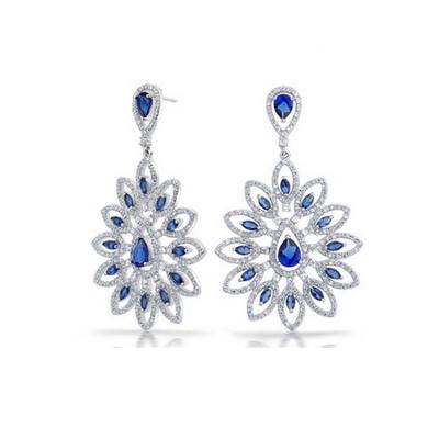 China Fancy Flower Zircon Drop Earrings Fashion Nickel Free/Environment Friendly/Sweet 925 Silver Stud Earrings For Women for sale