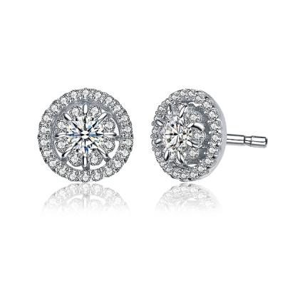 China New Fashion Jewelry CLASSIC CZ Sun 925 Luminous Diamond Stud Earrings Women Silver Tone Wedding Engagement Birthday Gift for sale