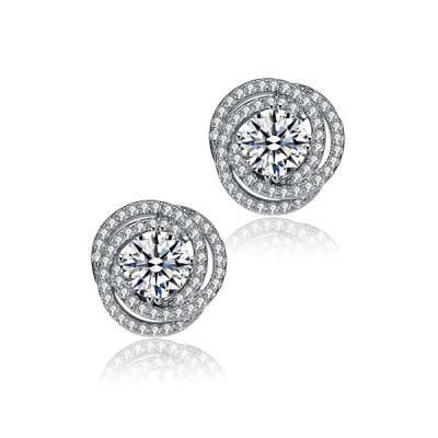 China New Fashion Engagement Wedding Gift Jewelry Romantic Zirconia 925 Sterling Silver Diamond Stud Earrings For Women for sale