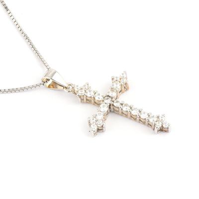 China High Quality New Arrivals Anniversary Wedding Gift CZ Zirconia Necklace Pave Diamond 925 Silver Cross Pendant Jewelry For Men for sale