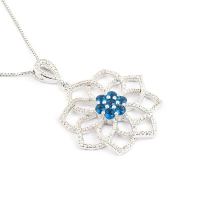 China 2022 High Quality Engagement Gift CZ Zirconia Sunflower 925 Sterling Silver Jewelry Diamond Necklace For Women for sale