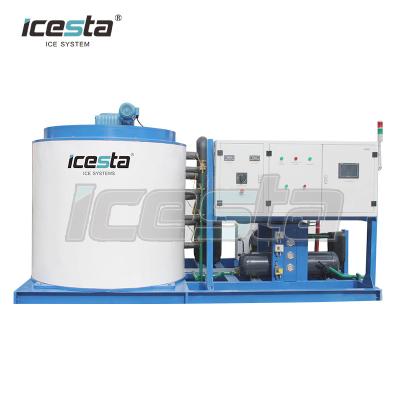 China Icesta industrial 8ton 10 ton scale water cooled flake ice machine for fish foods meats for sale