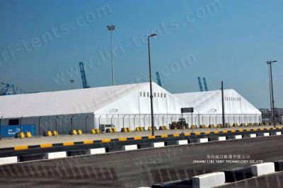 China A shaped Military warehouse tent with large entrance and hard walls for sale for sale