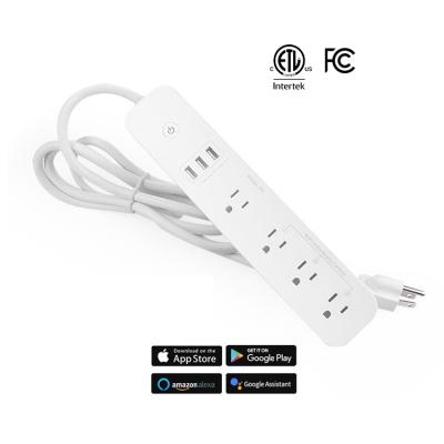 China Residential / Multi-Purpose 3 USB 4 WiFi AC Tuya Smart Power Strip Work With Alexa Google Home for sale