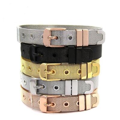 China Trendy Inspire Jewelry 18k Gold Plated Mesh Bracelet For Slide Charms Stainless Steel for sale