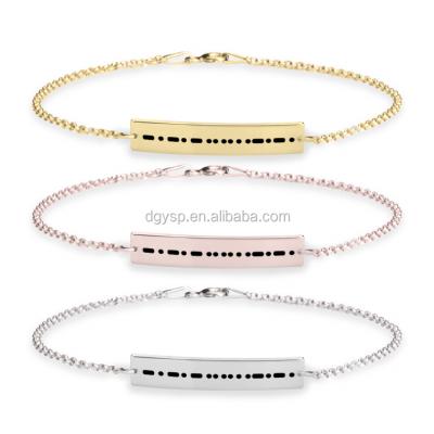 China Fashionable Inspire Stainless Steel Jewelry 2018 New Popular Morse Code Bangle Custom Logo Bracelet for sale