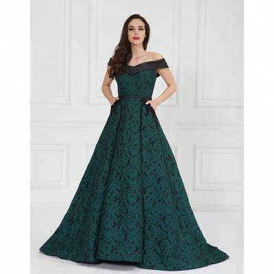 China New Anti-static Dark Green Floor Length Party Evening Dress Dress for sale