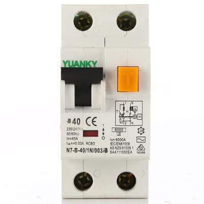 中国 N7-B 240V RCBO Circuit Breaker 6-40A Rated Current 50Hz 4, 5, 6KA Breaking Capacity 販売のため