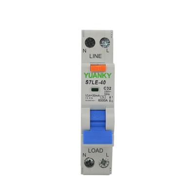 China S7LE-40 Series RCBO Circuit Breaker 6, 10, 16, 20, 25, 32, 40A Rated Current Resdual Current Overload Industrial for sale