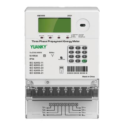 China Three Phase Prepaid Electricity Meter 1000imp/Kwh Measuring Energy Range 3*230/400V for sale