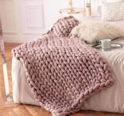 China PORTABLE baby high quality vegan crochet blanket maker OEM comfortable bulky braided cable knit weave bulky throw blanket for sale