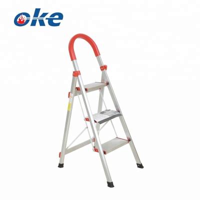 China Okefire 3 Protable Folding Ladders Aluminum Three Step Ladder For Home for sale