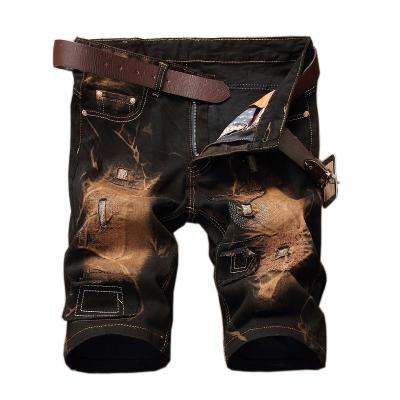 China hot sale Anti-wrinkle ripped pencil pants men's denim shorts bulk up custom printed jeans custom slim style hip-hop wholesale for sale