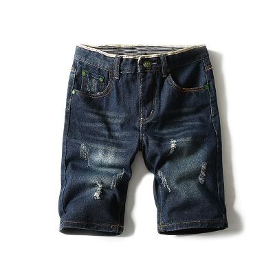 China Anti-wrinkle Custom Design Logo Denim Shorts Wholesale Regular Straight Loose Jeans for sale