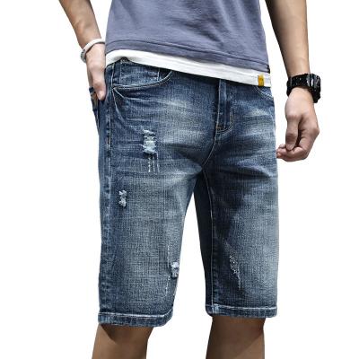 China Anti-wrinkle high quality customized men's denim shorts European and American men's washed denim shorts for sale