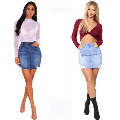 China Fashion anti-static high quality blue tight sexy ladies denim skirt ladies denim short skirt for sale