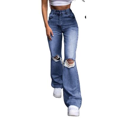 China Factory wholesale 2022 fashion women's blue jeans pants cute QUICK DRY old women's slim jeans ripped jeans for sale