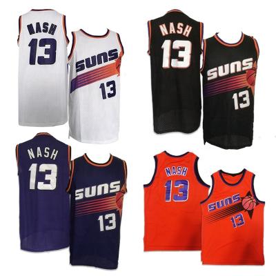 China Customized Mens Steve Nash 13# Black Singlet Antibacterial Embroidered Design Sleeveless TOP Basketball Wear Uniform for sale