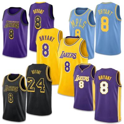 China 2022 New Design Embroidery Men's #8/#24 Bryant Custom Men's Uniform #8 Laker Bryant Basketball Jerseys Antibacterial Customized for sale