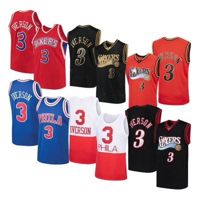 China Philadelphia 76People #3 Allen Iverson #3 Philadelphia High School Singlet Vintage Embroidery Basketball Tank Top Antibacterial Customized Uniform for sale