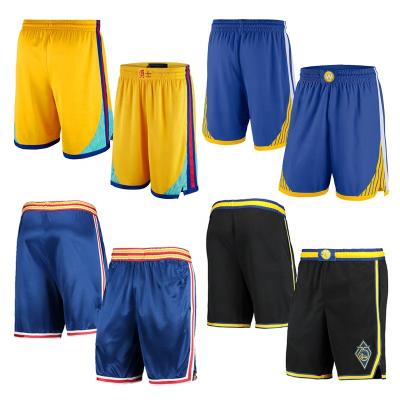 China Wholesale Retro Antibacterial Men's Golden State Classics Black Basketball Shorts Green Basketball Team Shorts Design Embroidered Warriors for sale