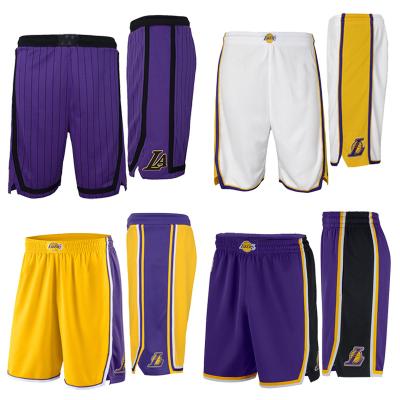 China Wholesale Antibacterial Los Angeles City Basketball Tank Top Shorts Laker Sublimation Stitched Embroidery Mens Uniform Shorts High Quality for sale