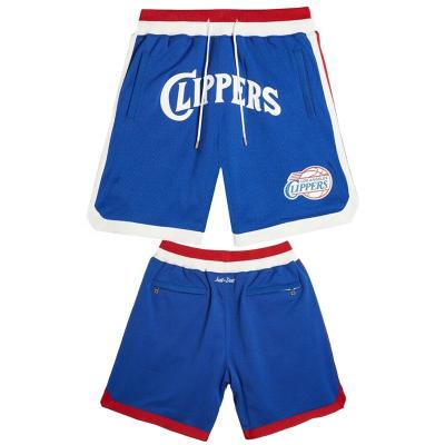 China Custom Logo Mesh Embroidery Clippers Basketball Shorts Vintage Cheap Wholesale Antibacterial Los Angeles Just Don Men Stitched Retro Shorts for sale