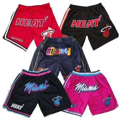 China Custom Logo Antibacterial Sublimated Heat Short Basketball Pants Embroidery Breathe Free Mesh Vintage Just Puts Basketball Mens Shorts for sale