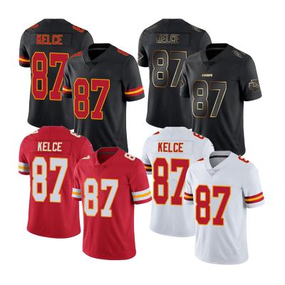 China Wholesale Antibacterial Travis Kelce #87 Kansas City Mens Soccer Sports Red Embroidery Uniform Chief Team American Football Tank Tops for sale