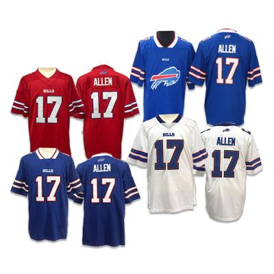 China Customized Allen 17# Antibacterial Mens josh football sports wear Buffalo City Team Bill American football jersey blue red white uniform for sale