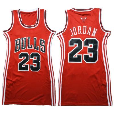 China Wholesale Antibacterial Cheap Chicago Basketball Tank Dress Embroidery Stitched Bulls #23 Jordan Basketball Uniform Design Polyester Women for sale