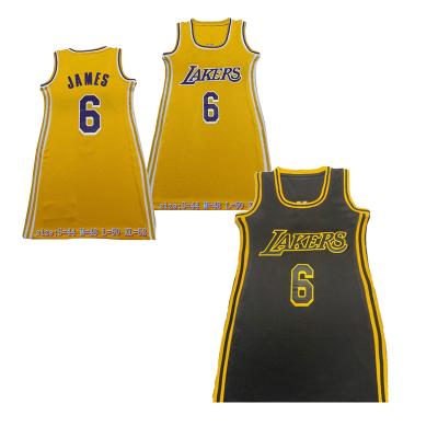 China Wholesale 23# James Basketball Jersey Dress For High Quality Sublimated Los Angeles Tank Dress Quick Dry Basketball Antibacterial Women for sale