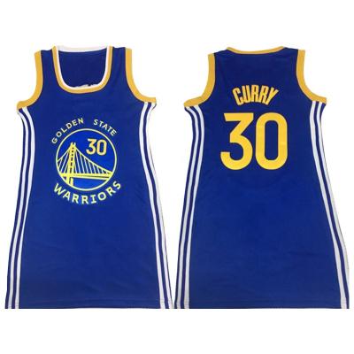 China Wholesale 30# Steph Curry Antibacterial Women Basketball Tank Top Embroidery Dress Stitched Mesh Sublimation Basketball Dress For Women Uniform for sale