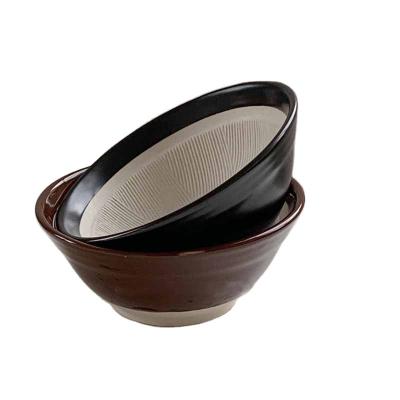 China Retro Japanese Style Underlay Stoneware Rice Bowl Soup Bowl Home Viable Restaurant for sale