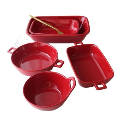 China Japanese Baked Rice Bowl Japan TAMAKI Underlay Ceramic Red Color Household Baked Rice Bowl Viable Bakeware for sale